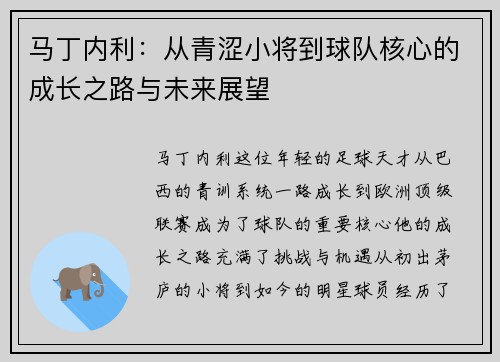 马丁内利：从青涩小将到球队核心的成长之路与未来展望